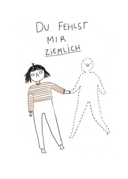 Postkarte Du Fehlst Mir Ziemlich, Grußkarte bei Vermissung Postkarte Du Fehlst Mir Ziemlich, Grußkarte bei Vermissung