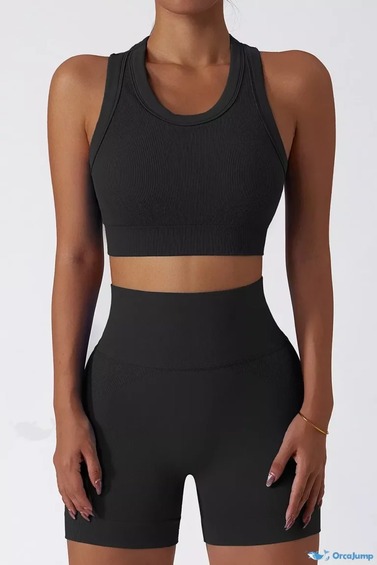 Orcajump – High-Waisted Seamless Yoga Leggings for Running and Exercise with Shock Absorption. – High-Black-Tank-Top-Shorts, S Orcajump – High-Waisted Seamless Yoga Leggings for Running and Exercise with Shock Absorption. – High-Black-Tank-Top-Shorts, S