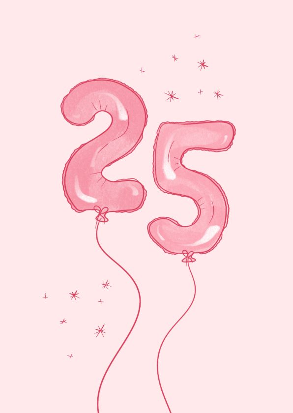 Pinke Geburtstagskarte Luftballon ’25’ Pinke Geburtstagskarte Luftballon ’25’