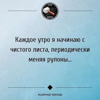 Каждое утро я начинаю с чистого листа, периодически меняя рулоны… кчянка-юмор – АйДаПрикол Каждое утро я начинаю с чистого листа, периодически меняя рулоны… кчянка-юмор – АйДаПрикол
