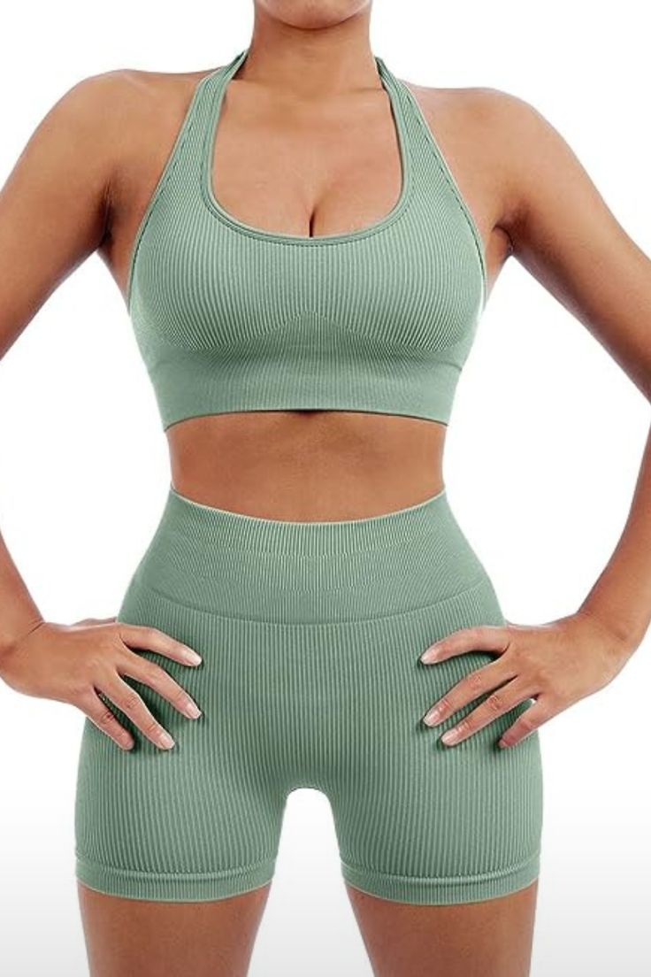 Women’s Backless Workout Set Booty Biker Shorts Halter Top Fall Fashion 2023 High Waist Lift Outfit Women’s Backless Workout Set Booty Biker Shorts Halter Top Fall Fashion 2023 High Waist Lift Outfit