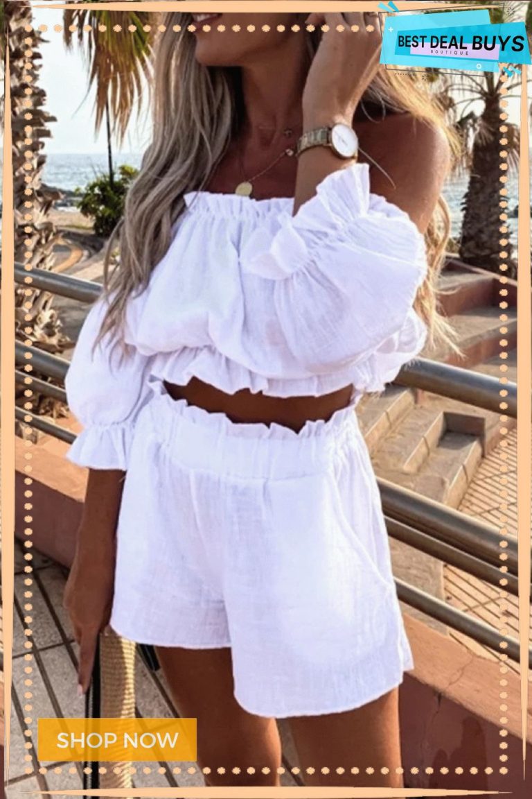 Sexy Casual Solid Patchwork Stringy Selvedge Off The Shoulder Short Sleeve Two Pieces(3 Colors) Sexy Casual Solid Patchwork Stringy Selvedge Off The Shoulder Short Sleeve Two Pieces(3 Colors)