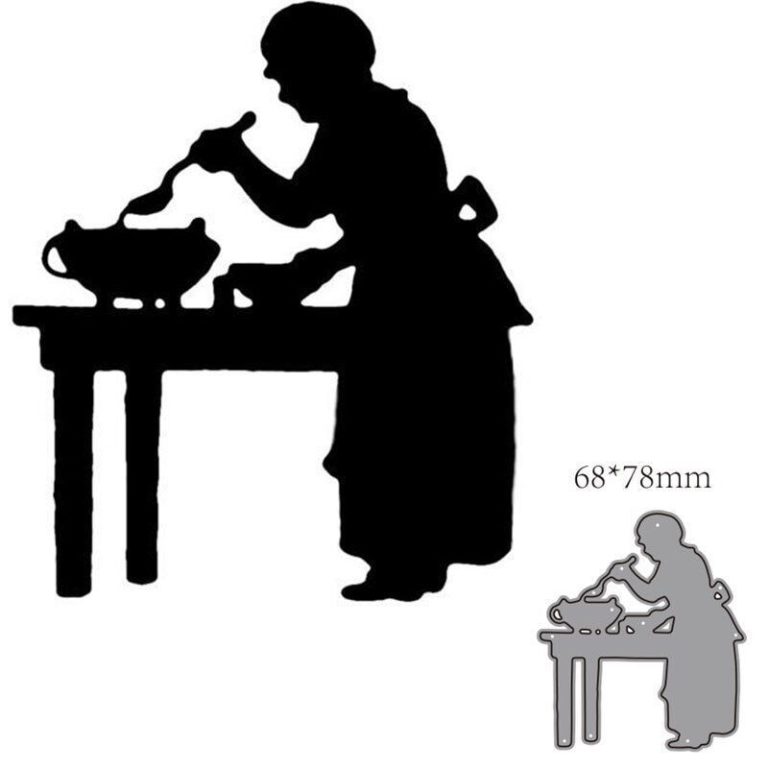 Grandmother Cooking Metal Cutting Dies Cut Die Mold Scrapbook Paper Card Craft
