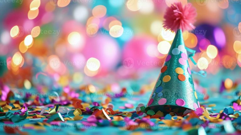 ai generiert beschwingt Party Hut und Konfetti Hintergrund, bunt Feier, festlich Dekoration, Geburtstag oder Neu Jahre Vorabend Veranstaltung Thema. ai generiert beschwingt Party Hut und Konfetti Hintergrund, bunt Feier, festlich Dekoration, Geburtstag oder Neu Jahre Vorabend Veranstaltung Thema.