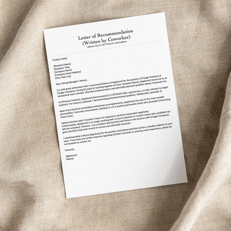 Letter of Recommendation Template | Recommendation Letter Template | Character Reference | Character Letter | Written by a Coworker Letter of Recommendation Template | Recommendation Letter Template | Character Reference | Character Letter | Written by a Coworker