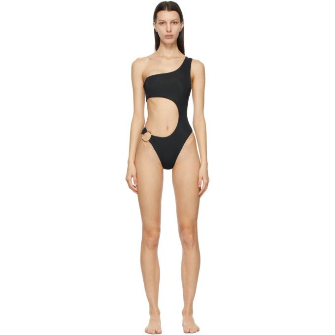 Louisa Ballou Black Half Moon One-Piece Swimsuit