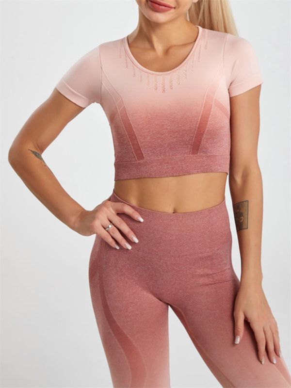 Women’s Gradient Hang Dye Seamless Yoga Two-Piece Suit Women’s Gradient Hang Dye Seamless Yoga Two-Piece Suit