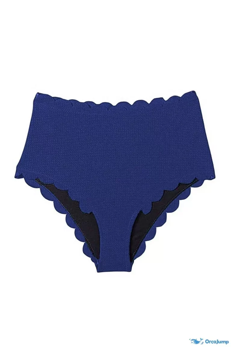OrcaJump – Braguita de bikini de cintura alta con borde festoneado azul OrcaJump – Braguita de bikini de cintura alta con borde festoneado azul