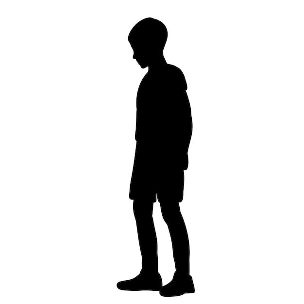 Premium Vector | Isolated silhouette of a child on a white background little boy Premium Vector | Isolated silhouette of a child on a white background little boy