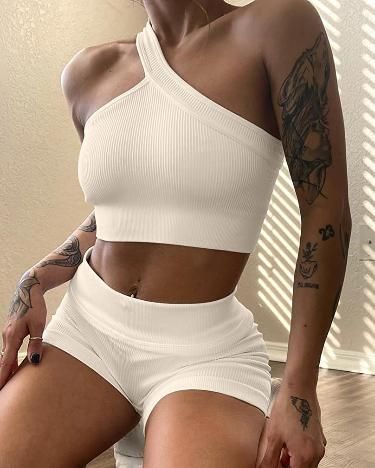 Ribbed One shoulder workout set Ribbed One shoulder workout set