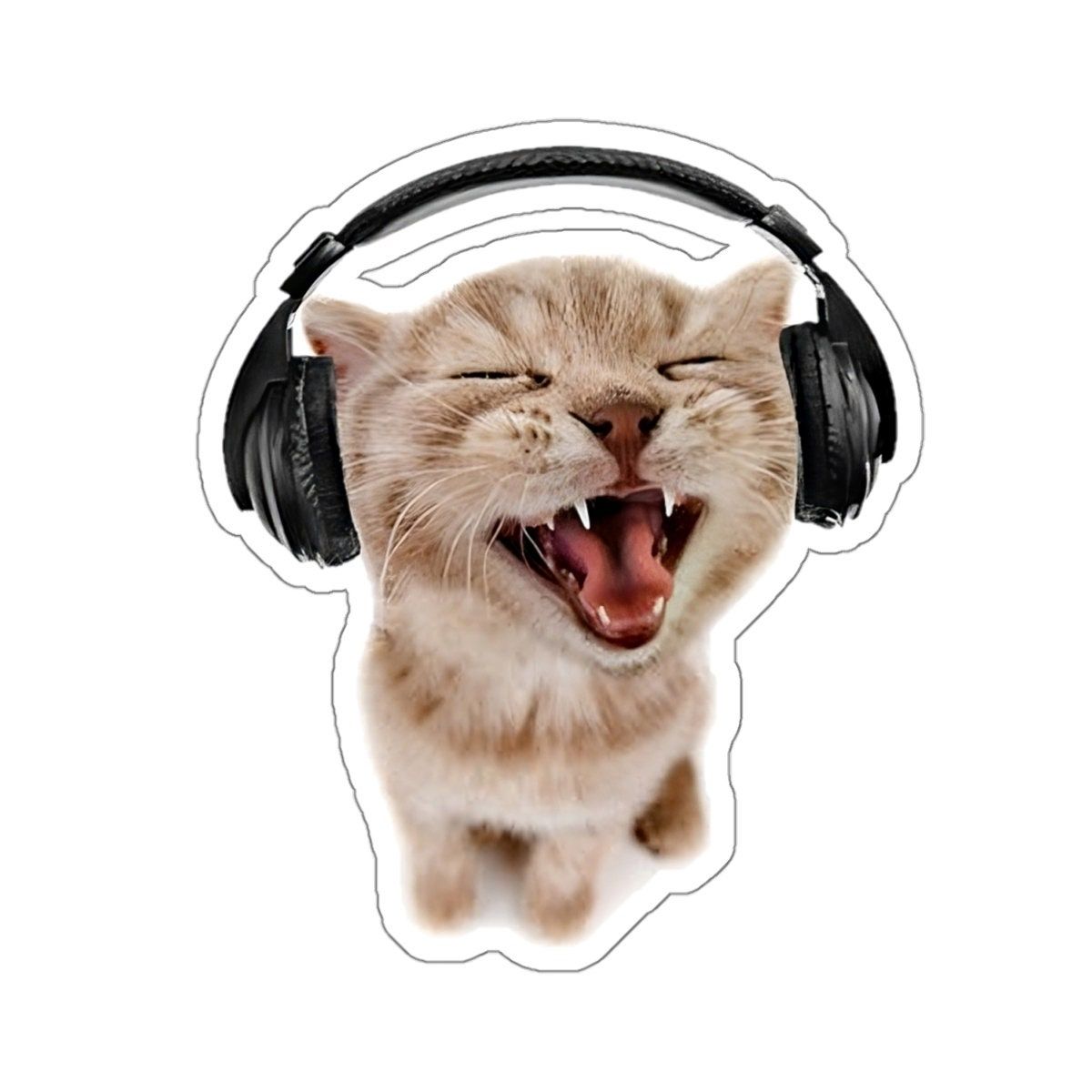 Sticker chat avec casque, radiohead, chat, sticker chat mignon, cadeau, sticker pour ordinateur portable,