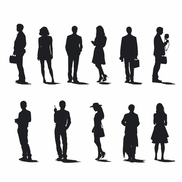 Die Silhouetten der Menschen sind Zeichentrickfilme | Premium KI-generierter Vektor Die Silhouetten der Menschen sind Zeichentrickfilme | Premium KI-generierter Vektor