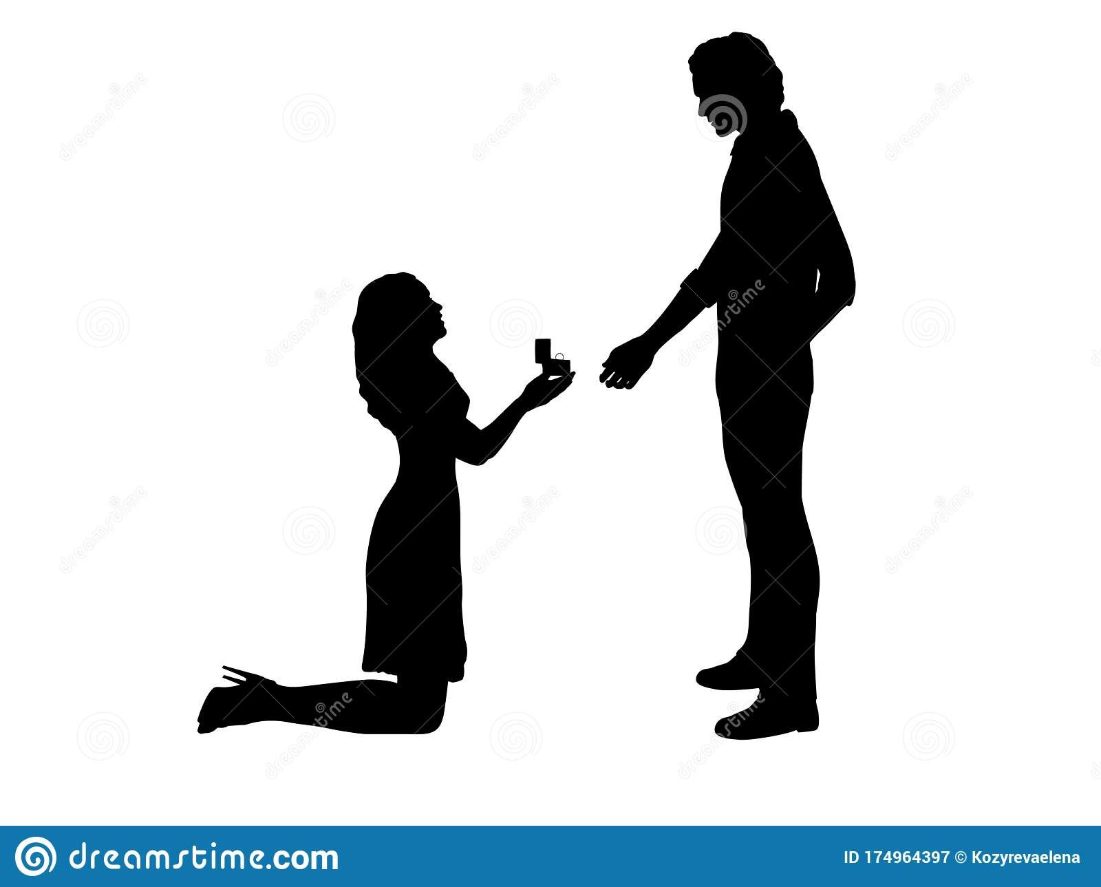 Silhouette of Woman on Her Knees Proposes Marry Man Stock Vector – Illustration of design, husband: 174964397 Silhouette of Woman on Her Knees Proposes Marry Man Stock Vector – Illustration of design, husband: 174964397
