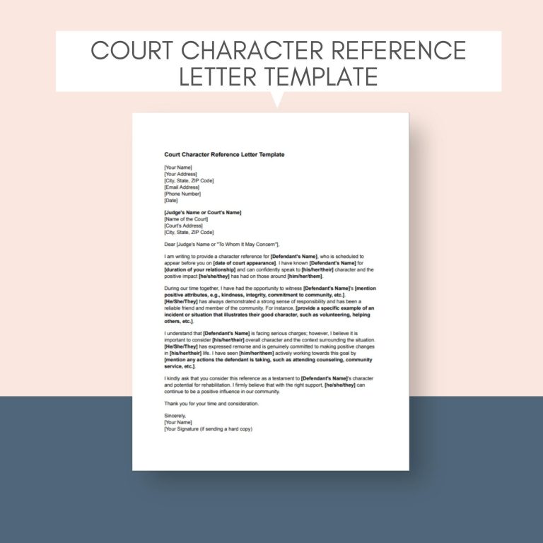 Lettre de référence pour la cour Lettre de référence pour la cour
