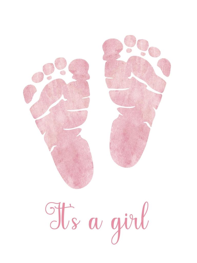 Premium Vector | Watercolor hand drawn baby girl pink foot print Its a girl illustration