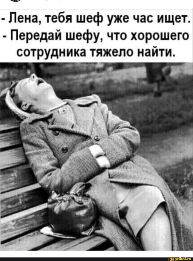 – Лена, тебя шеф уже час ищет. – Передай шефу, что хорошего сотрудника тяжело найти. – АйДаПрикол – Лена, тебя шеф уже час ищет. – Передай шефу, что хорошего сотрудника тяжело найти. – АйДаПрикол