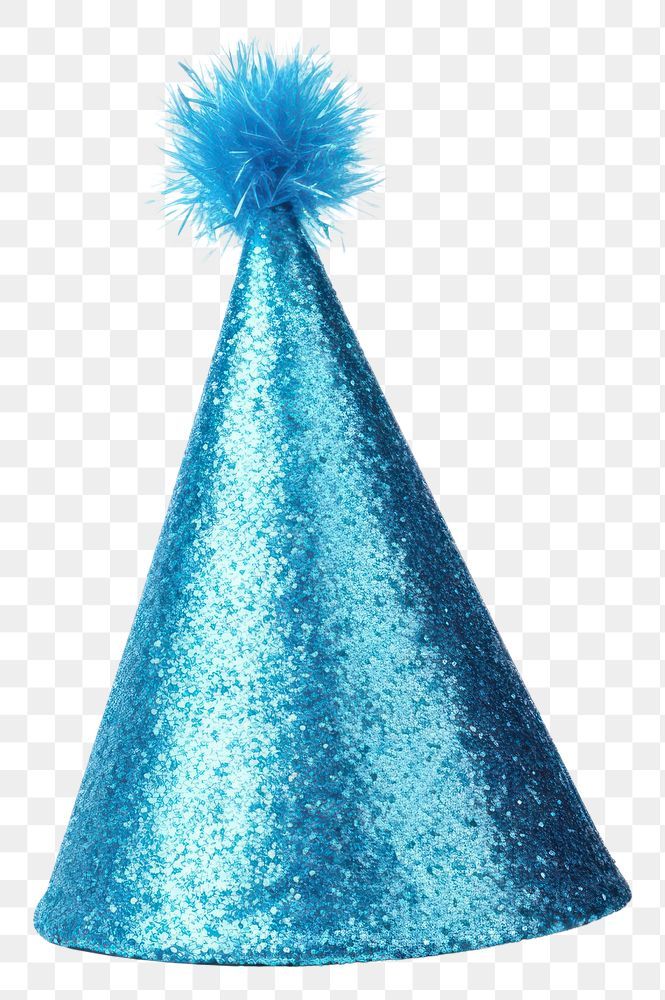 Download premium png of PNG Realistic blue glitter party hat with pompon on top white background celebration anniversary.  by Ratcharin Noiruksa about png, birthday cake, glitter, birthday, and celebration 13022502